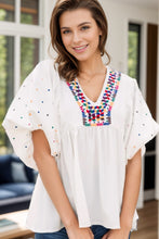 Cargar imagen en el visor de la galería, Printed V-Neck Puff Sleeve Blouse
