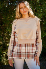 Cargar imagen en el visor de la galería, And The Why Full Size Double Layered Plaid Contrast Sweatshirt
