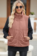 Cargar imagen en el visor de la galería, Pocketed Zip Up Turtleneck Vest Coat
