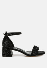 Load image into Gallery viewer, Nocturnal Rhinestone Embellished Shimmer Sandals
