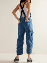 Cargar imagen en el visor de la galería, Pocketed Wide Strap Denim Overalls
