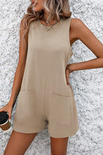 Load image into Gallery viewer, Round Neck Sleeveless Front Pocket Romper
