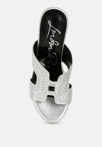 Diamante & Rhinestone Detail Cut-Out Sandals by RUW