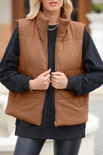 Cargar imagen en el visor de la galería, Pocketed Zip Up Turtleneck Vest Coat
