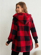 Cargar imagen en el visor de la galería, Plaid Long Sleeve Hooded Coat
