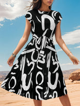 Cargar imagen en el visor de la galería, Printed Cap Sleeve Tie Waist Dress
