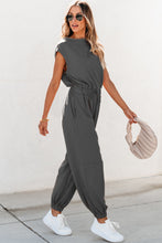 Load image into Gallery viewer, Cutout Drawstring Cap Sleeve Jumpsuit
