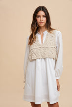 Cargar imagen en el visor de la galería, Annie Wear Crochet Vest Notched Long Sleeve Shirt Dress
