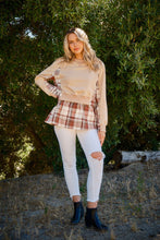 Cargar imagen en el visor de la galería, And The Why Full Size Double Layered Plaid Contrast Sweatshirt
