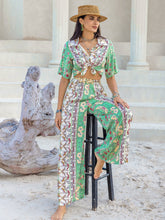 Cargar imagen en el visor de la galería, Printed Half Sleeve Top and Wide Leg Pants Set
