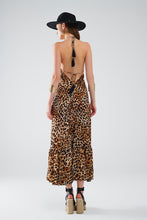 Cargar imagen en el visor de la galería, Maxi Leopard Print Boho Dress With Open Back
