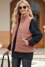 Cargar imagen en el visor de la galería, Pocketed Zip Up Turtleneck Vest Coat
