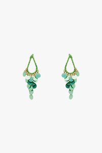 Green Waterdrop Earrings With Cascading Sequins