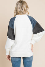 Load image into Gallery viewer, Culture Code Color Block Faux Fur Raglan Sleeve Sweatshirt
