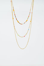 Cargar imagen en el visor de la galería, 3 in 1 Necklace With Rainbow Beads and Thin Gold Chain
