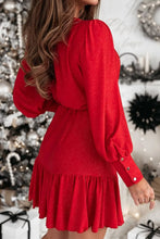 Cargar imagen en el visor de la galería, Ruffled Tied Surplice Long Sleeve Dress
