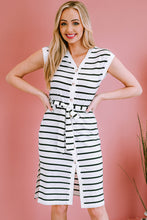 Load image into Gallery viewer, Striped Button Front Tie Waist Dress
