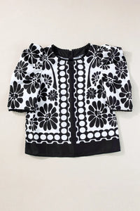 Printed Round Neck Half Sleeve Blouse