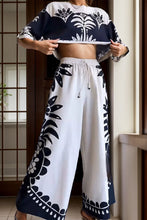 Cargar imagen en el visor de la galería, Printed Half Sleeve Top and Wide Leg Pants Set
