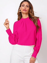 Load image into Gallery viewer, Ruched Mock Neck Long Sleeve Blouse
