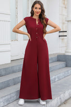 Load image into Gallery viewer, Half Button Wide Leg Jumpsuit with Pockets
