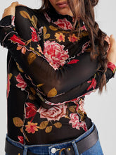 Cargar imagen en el visor de la galería, Floral Mock Neck Long Sleeve Top
