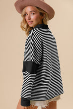 Cargar imagen en el visor de la galería, BiBi Striped Contrast Long Sleeve Knit Top
