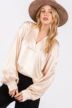 Load image into Gallery viewer, SAGE + FIG Notched Long Sleeve Blouse
