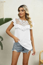 Load image into Gallery viewer, Spliced Lace Ruffled Blouse
