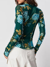 Cargar imagen en el visor de la galería, Floral Mock Neck Long Sleeve Top
