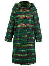 Cargar imagen en el visor de la galería, Plaid Long Sleeve Hooded Coat with Pockets
