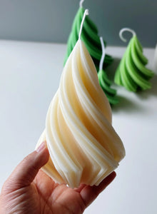 Modern Swirling Christmas Tree Candles | Holiday Decor