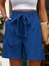 Cargar imagen en el visor de la galería, Tied High Waist Shorts with Pockets
