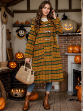 Cargar imagen en el visor de la galería, Plaid Long Sleeve Hooded Coat with Pockets
