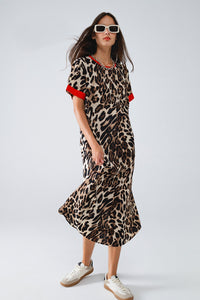 Leopard Print Dress With Front Knotted Detail