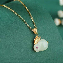 Cargar imagen en el visor de la galería, Natural Stone Gold-Plated Rabbit Pendant Necklace
