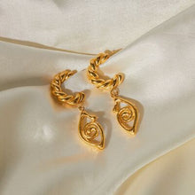 Cargar imagen en el visor de la galería, 18K Gold-Plated Stainless Steel C-Hoop Dangle Earrings

