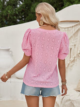 Load image into Gallery viewer, Twisted Heart V-Neck Short Sleeve Blouse
