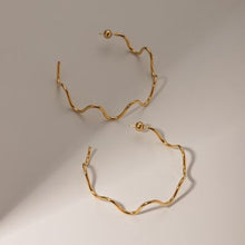 Load image into Gallery viewer, Stainless Steel Wave Shape C-Hoop Earrings
