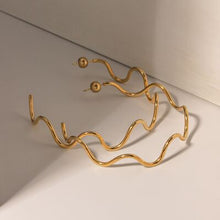 Load image into Gallery viewer, Stainless Steel Wave Shape C-Hoop Earrings
