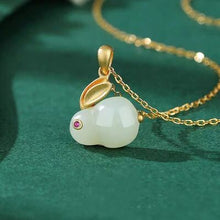 Load image into Gallery viewer, Natural Stone Gold-Plated Rabbit Pendant Necklace
